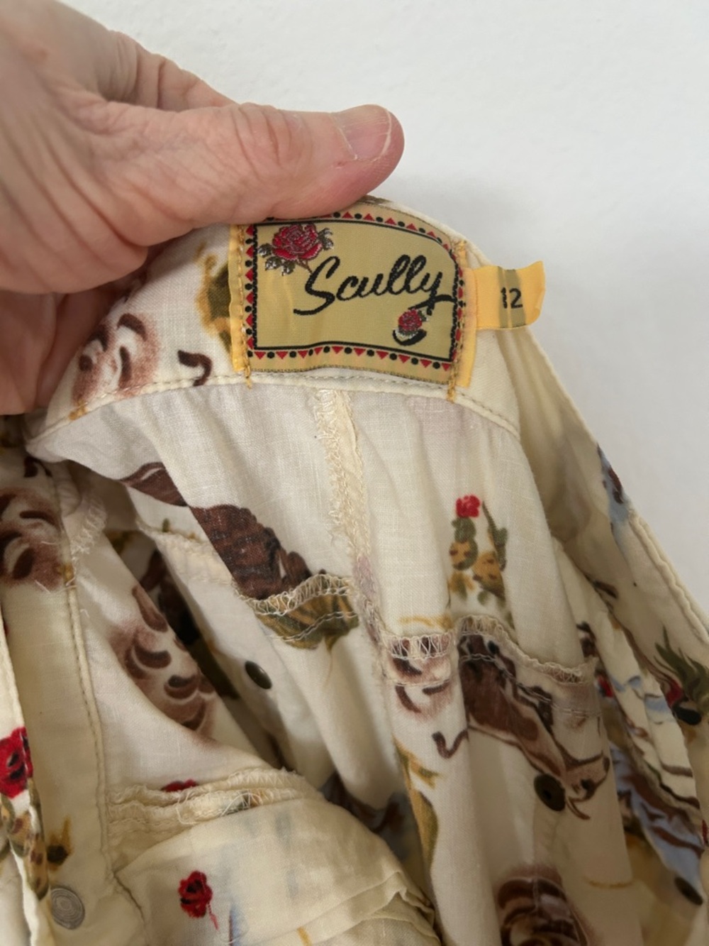 Scully Cream Tiered Maxi Skirt with Western Horse Print - Picture 4 of 5